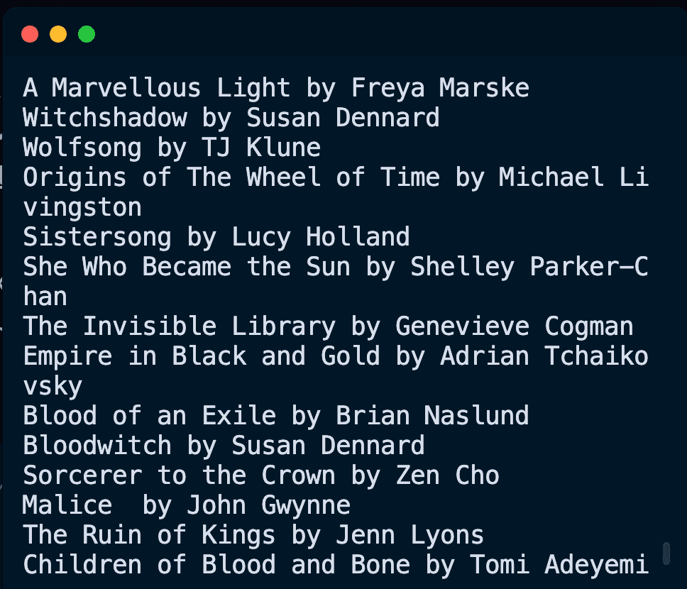 Screenshot of terminal
